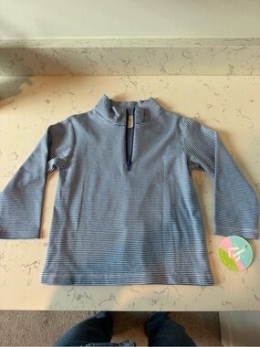 Kids Striped Quarter-Zip Pullover Jacket - Blue